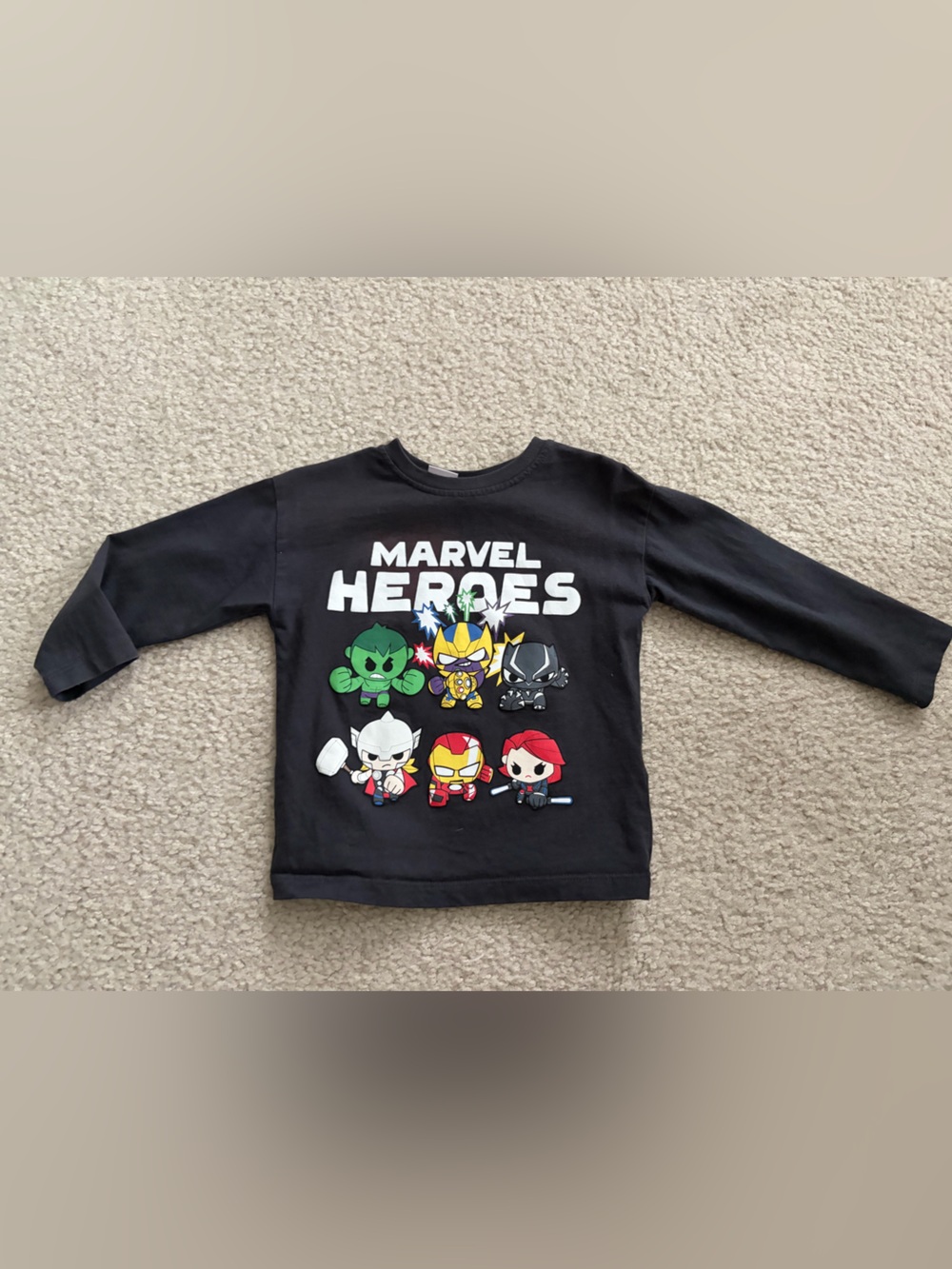 Zara Black Marvel Heroes Long Sleeve Tee